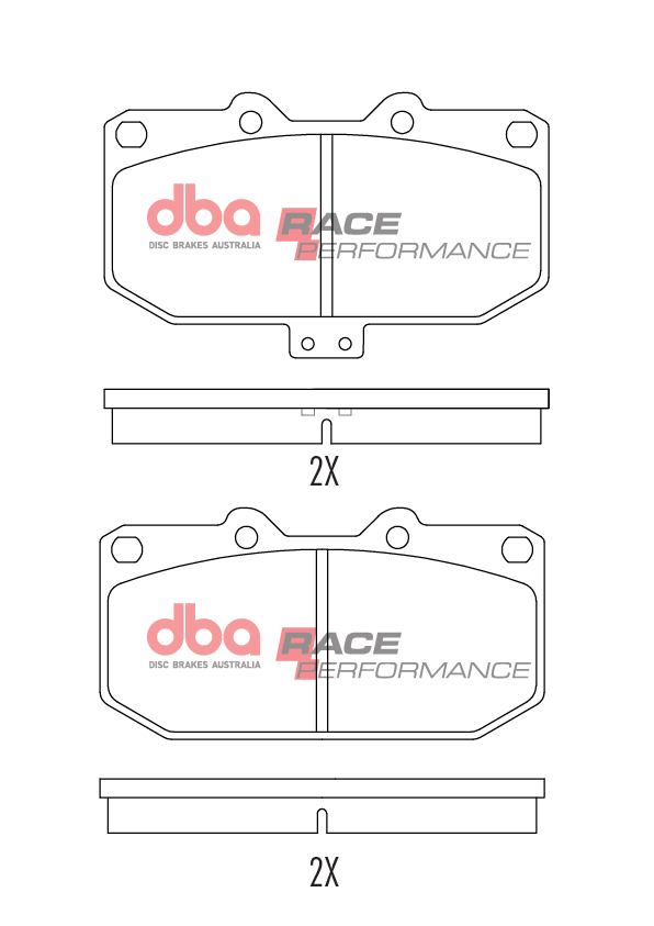 DBA Race Performance Front Brake Pad Set 119.3 x 71.1 x 14.5mm for Mitsubishi 3000 GTO / Nissan 200 SX S14 & More