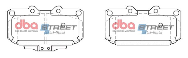 DBA Street Series Ceramic Front Brake Pad Set 119.3, 119.3 x 71.1, 62.1 x 14.0mm for Mitsubishi 3000 GTO / Nissan 200 SX S15 & More