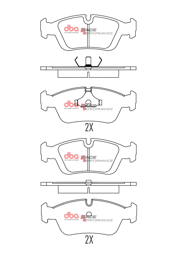 DBA Race Performance Front Brake Pad Set 151.4 x 57.3 x 17mm for BMW 3 Series (E36) 316 / BMW 3 Series (E36) 318 & More
