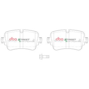 DBA Street Performance Rear Brake Pad Set 129 x 65.1 x 15.7mm for Audi E-TRON (GEN) / Audi E-TRON Sportback (GEA) & More