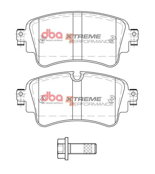 DBA Xtreme Performance Rear Brake Pad Set 129.0 x 58.9 x 16.4mm for Audi A4 Allroad quattro Mk2 / Audi A4 B9 & More