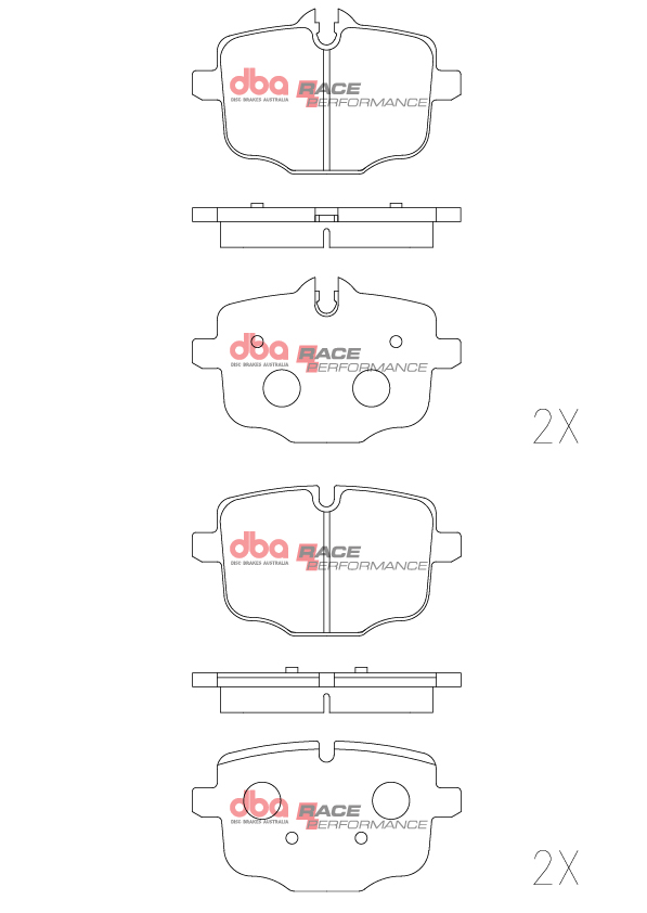 DBA Race Performance Rear Brake Pad Set 116 x 72.5+65.5 x 18mm for BMW 3 Series (G20) 318 / BMW 3 Series (G20) 320 & More