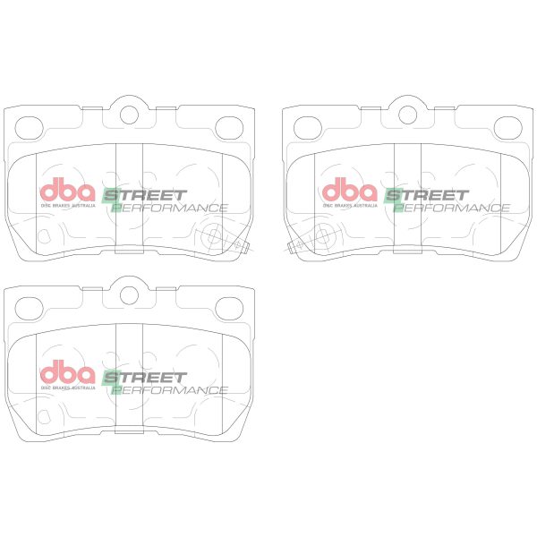 DBA Street Performance Rear Brake Pad Set 88.2 x 58.2 x 15.2mm for Lexus GS300 / Lexus GS430 & More