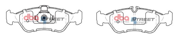 DBA Street Series Semi-Metallic Rear Brake Pad Set 156.5 x 55.4 x 17.6mm for Mercedes G-Wagon (W461) G290 D / Mercedes G-Wagon (W463) G270 D & More