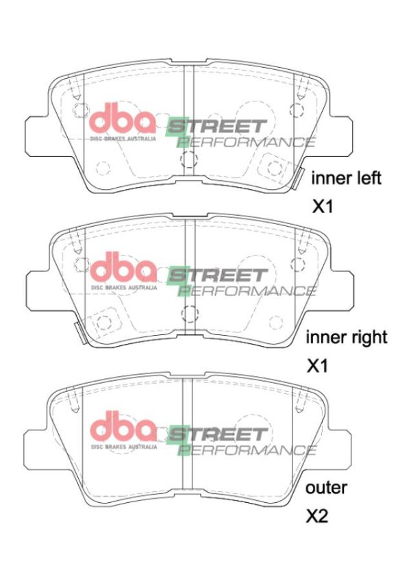 DBA Street Performance Rear Brake Pad Set 99.8 x 41.1 x 14.7mm for Hyundai i-30 GD / Hyundai i-30 PD & More