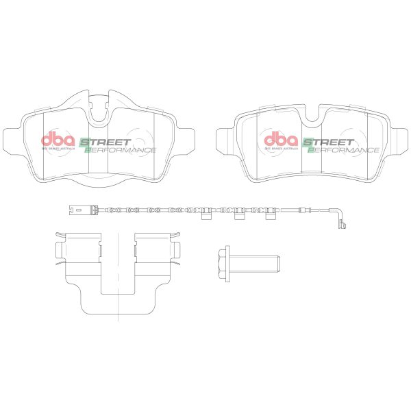 DB2214SP.jpg DBA Street Performance Rear Brake Pad Set 95.4, 95.4 x 48.3, 39.2 x 16.2, 16.2mm for MINI Mini Clubman (R55) / MINI Mini Clubvan & More