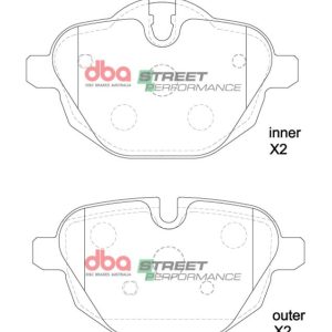 DBA Street Performance Rear Brake Pad Set 106.1 / 106.1 x 63.1 / 56 x 17 / 17mm for BMW 5 Series (F10) 518 / BMW 5 Series (F10) 520 & More