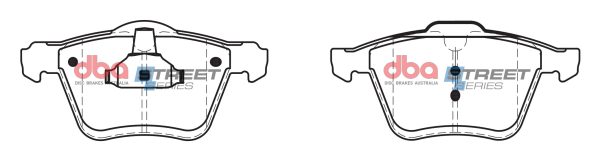 DBA Street Series Ceramic Front Brake Pad Set 155.2, 156.5 x 75.0, 74.3 x 20.3, 17.5mm for Ford Galaxy (Mk2) / Ford Mondeo Estate (Mk4) & More