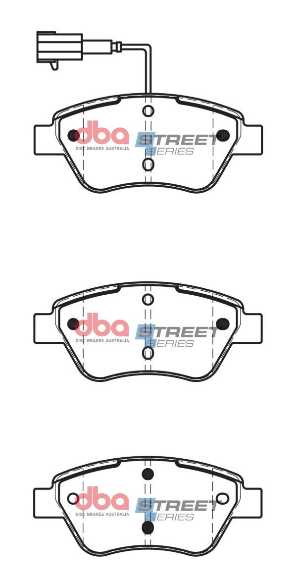 DBA Street Series Ceramic Front Brake Pad Set 122.8 x 53.3 x 16.5mm for Alfa Romeo Mi.To / Citroen Nemo & More