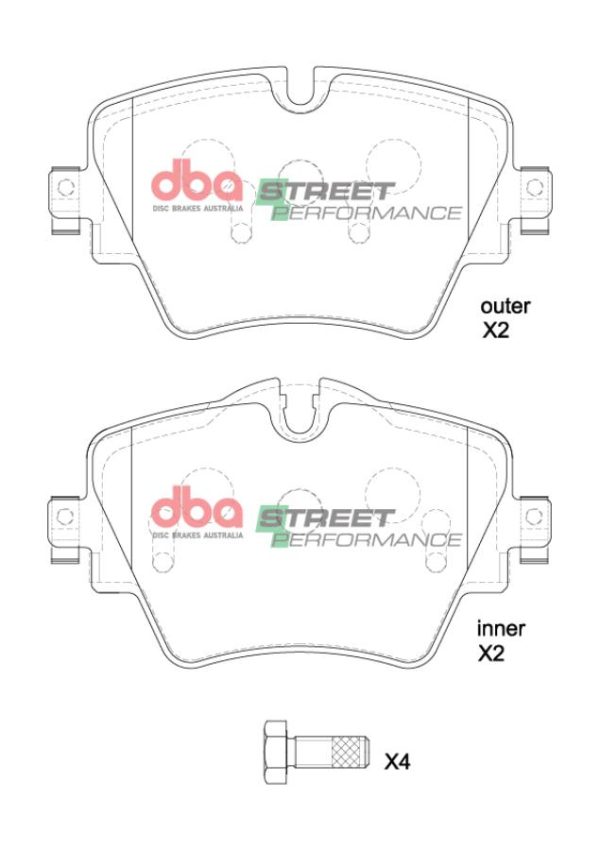 DBA Street Performance Front Brake Pad Set 129.0 / 129.0 x 75.0- I / 70.0- O x 17.5 / 17.5mm for BMW 1 Series (F40) 116 / BMW 1 Series (F40) 118 & More