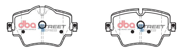 DBA Street Series Ceramic Front Brake Pad Set 129.0, 129.0 x 75.0, 69.7 x 16.8mm for BMW 1 Series (F40) 116 / BMW 1 Series (F40) 118 & More