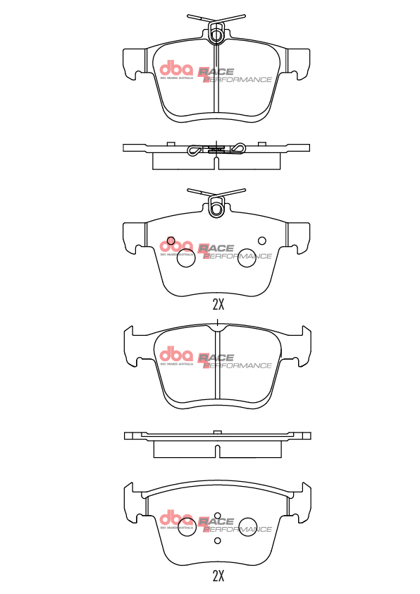 DBA Race Performance Rear Brake Pad Set 123.2 x 61.4+56.3 x 15.5mm for Audi A3 8V / Audi A3 Cabriolet 8V & More