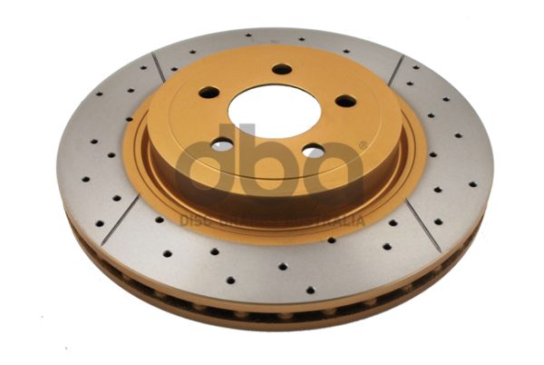 DBA2438X_LR_FRONT.jpg DBA Street Series X-Gold Drilled & Slotted Front Brake Disc 345 x 28mm for Chrysler 300C / Dodge Challenger & More