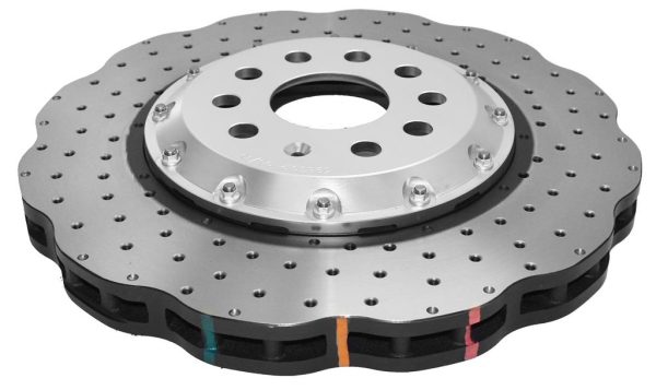 DBA52830WSLVXD_TOP.jpg DBA 5000 Series Cross-Drilled & Dimpled Front Brake Disc 340 x 30mm Silver Hat for Audi A3 8Y / Audi A3 quattro 8Y & More