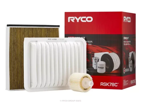 RSK78C.webp Ryco Filter Service Kit with Cabin Filter for Toyota Corolla ZRE152R Series (2ZR-FE Engine) 01/2009 on (suits variants with cartridge style oil filters)
