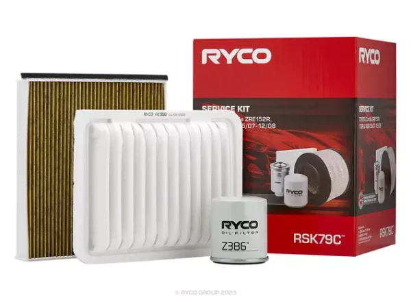Ryco Filter Service Kit with Cabin Filter for Toyota Corolla ZRE152R / ZRE172R / ZRE182R – Spin-On Oil Filter Applications