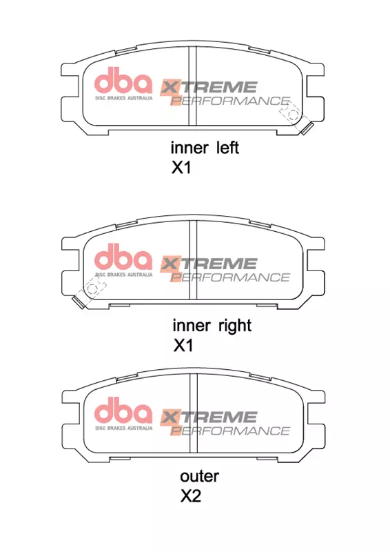 DBA Xtreme Performance Rear Brake Pad Set 107.7 x 38.7 x 14.8mm for Subaru Impreza / Subaru Legacy BC5 & More
