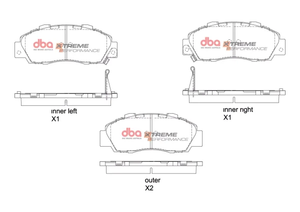 DBA Xtreme Performance Front Brake Pad Set 148.7 x 57.8 x 16.7mm for Honda Accord / Honda Ascot & More