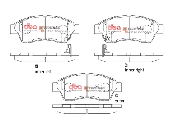 DBA Xtreme Performance Front Brake Pad Set 133.2 x 53.1 x 17.5mm for Holden (Aust/Nz) Apollo / Toyota Camry & More