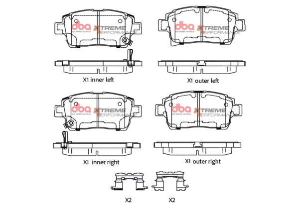 db1422xp.webp DBA Xtreme Performance Front Brake Pad Set 116.4 x 54.6; 51.4 x 15.9mm for Toyota Celica ZZT230 / Toyota MR2 (Mk3) & More