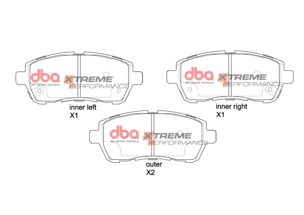 DBA Xtreme Performance Front Brake Pad Set 125.6 x 51.9 x 16.4mm for Mazda 2 / Suzuki Baleno & More