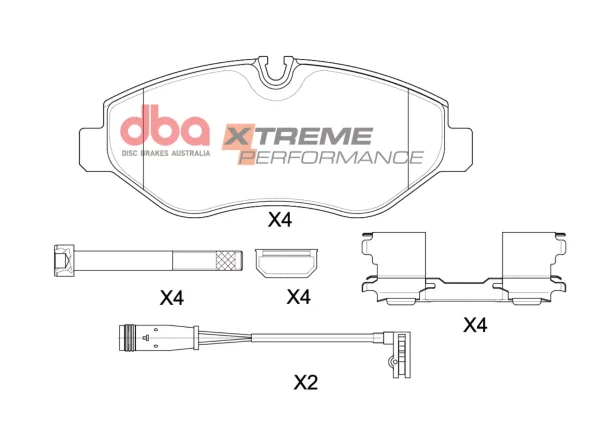 DBA Xtreme Performance Front Brake Pad Set 163.15 x 67 x 20mm for Mercedes Sprinter / Mercedes Viano & More