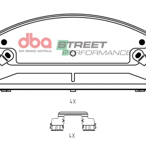 DBA Street Performance Front Brake Pad Set 183.4 x 54.9 x 17mm for Chrysler 300C / Dodge Challenger & More