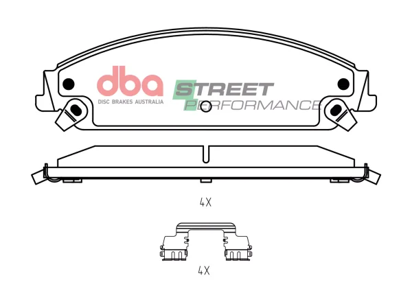 DBA Street Performance Front Brake Pad Set 183.4 x 54.9 x 17mm for Chrysler 300C / Dodge Challenger & More