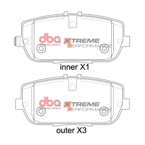 DBA Xtreme Performance Rear Brake Pad Set 99.1 x 44.4 x 13.3mm for Abarth 124 Spider / Fiat 124 Spider / Mazda MX5