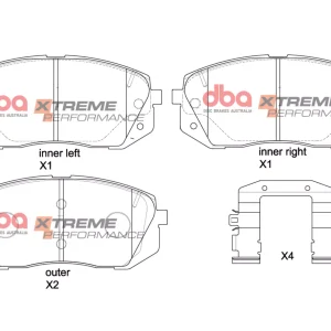 DBA Xtreme Performance Front Brake Pad Set 137.9 x 61.2 x 16.6mm for Hyundai i-40 / Hyundai iX35 & More