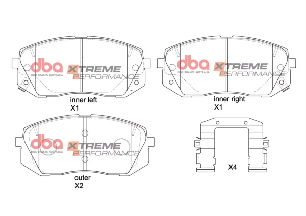 DBA Xtreme Performance Front Brake Pad Set 137.9 x 61.2 x 16.6mm for Hyundai i-40 / Hyundai iX35 & More