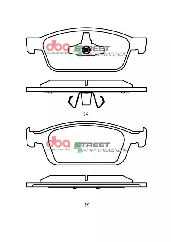 DBA Street Performance Front Brake Pad Set 180 x 65.4 x 18mm for Ford Focus (Mk3) / Ford Kuga (Mk2) / Ford Transit/Toureno Connect