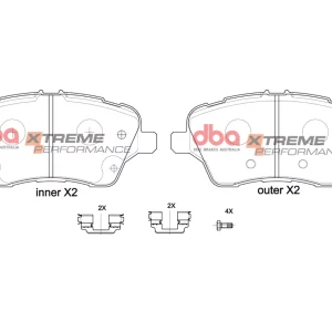 DBA Xtreme Performance Front Brake Pad Set 131.7 x 60.1 x 16.7mm for Ford B-Max / Ford Fiesta (Mk7) & More