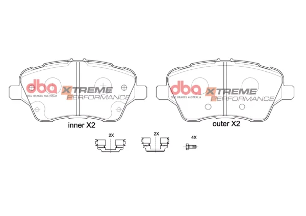 DBA Xtreme Performance Front Brake Pad Set 131.7 x 60.1 x 16.7mm for Ford B-Max / Ford Fiesta (Mk7) & More