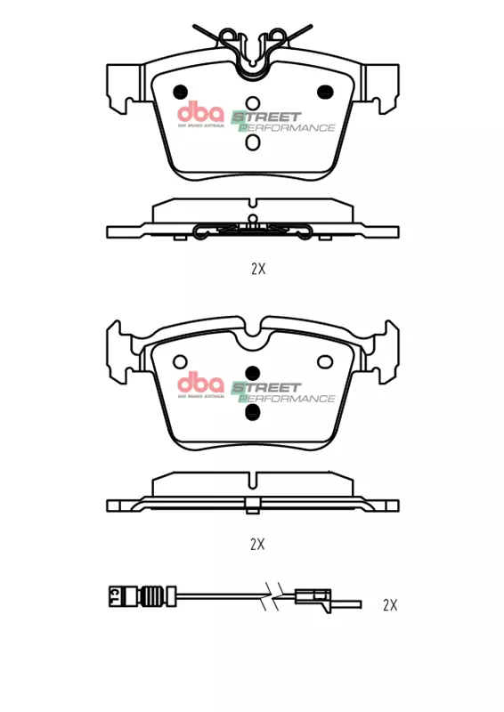 DBA Street Performance Rear Brake Pad Set 122.3; 122.3 x 61.9; 56.4 x 14.8mm for Mercedes C-Class (W205) C160 / Mercedes C-Class (W205) C180 & More