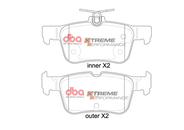db2406xp.webp DBA Xtreme Performance Rear Brake Pad Set 123.2; 123.2 x 48.7; 53.5 x 15.7; 15.7mm for Ford Focus (Mk4) / Ford Mondeo Estate (Mk5) & More