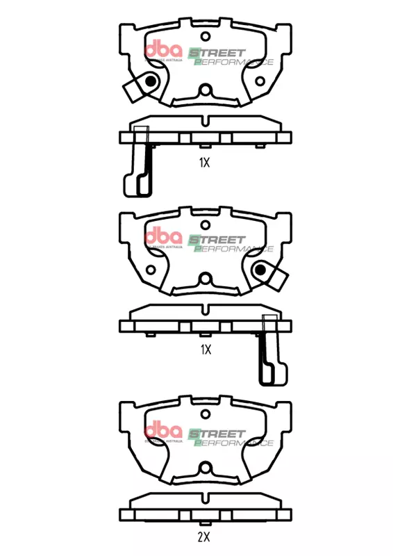 DBA Street Performance Rear Brake Pad Set 85.2; 85.2 x 41.6; 42.9 x 14mm for Nissan 200SX (S13) / Nissan 200SX (S14) & More