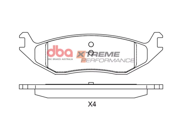 DBA Xtreme Performance Rear Brake Pad Set 166.3 x 49.1 x 15.5mm for Dodge Ram Pick-Up (1500) (2WD) / Dodge Ram Pick-Up (1500) (4WD) & More