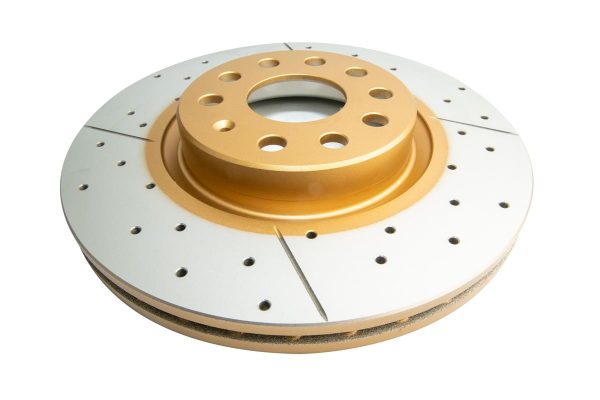 DBA Street Series X-Gold Drilled & Slotted Front Brake Disc 312 x 25mm for Audi A1 quattro 8X / Audi A3 8P & More