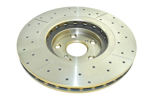 DBA Street Series X-Gold Drilled & Slotted Front Disc & Street Performance Pad Kit 328 x 28mm for Lexus NX200 / Lexus NX200t & More