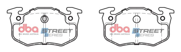 DBA Street Series Ceramic Rear Brake Pad Set 105.0 x 54.7 x 10.8mm for Renault 19 / Renault 19 Chamade & More