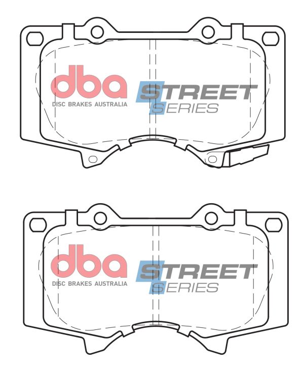 DBA Street Series Ceramic Front Brake Pad Set 134.6 x 77.1 x 16.7mm for Mitsubishi Pajero & Shogun / Toyota FJ Cruiser & More