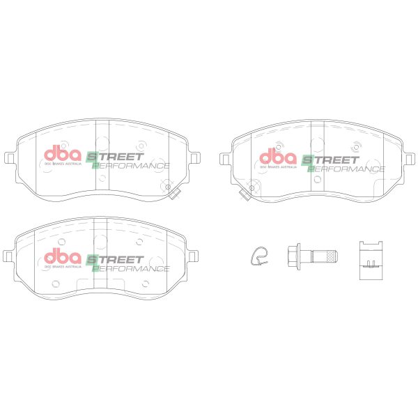 DBA Street Performance Front Brake Pad Set 163.4 x 69.7 x 20.0mm for Mercedes X-Class / Nissan Navara
