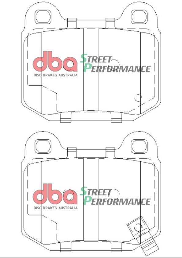 DBA Street Series T2 Slotted Rear Disc & Street Performance Pad Kit 300 x 22mm for Mitsubishi Lancer Evo 5 / Mitsubishi Lancer Evo 6 & More