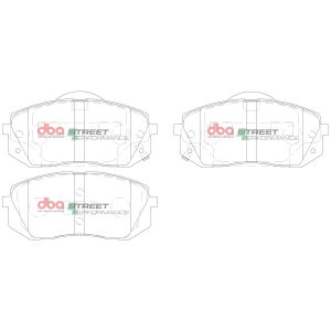 DBA Street Performance Front Brake Pad Set 137.8 x 56.7 x 15.9mm for Hyundai i-40 / Hyundai iX35 & More