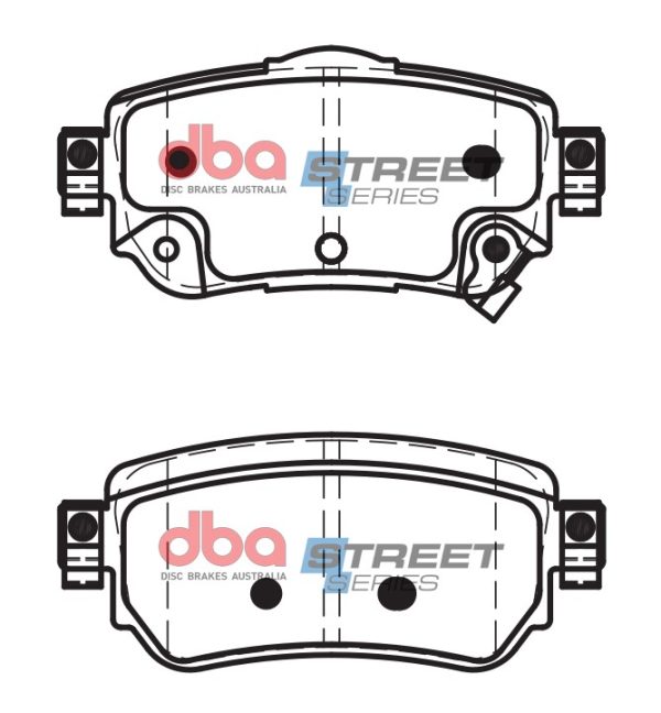 DBA Street Series Ceramic Rear Brake Pad Set 103.4, 103.5 x 47.5, 44.9 x 14.4mm for Nissan Leaf / Nissan Qashqai (J11) & More