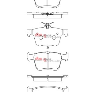 DB2384RP.jpg DBA Race Performance Rear Brake Pad Set 123.2 x 61.4+56.3 x 15.5mm for Audi A3 8V / Audi A3 Cabriolet 8V & More