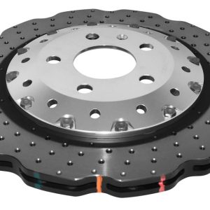 DBA 5000 Series Cross-Drilled & Dimpled Front Brake Disc 365 x 34mm Silver Hat for Audi R8 / Audi RS4 B8 / Audi RS5 B8