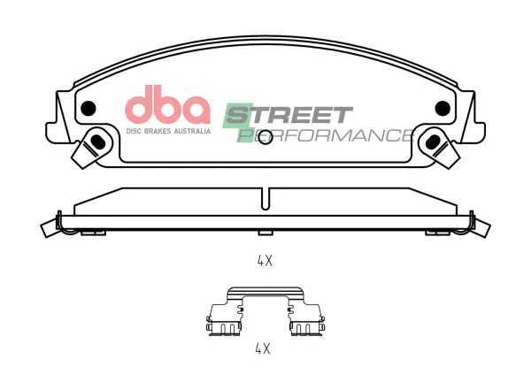 DBA Street Performance Front Brake Pad Set 183.4 x 54.9 x 17mm for Chrysler 300C / Dodge Challenger & More
