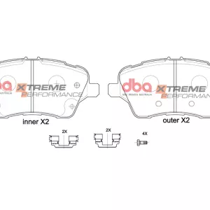 DBA Xtreme Performance Front Brake Pad Set 131.7 x 60.1 x 16.7mm for Ford B-Max / Ford Fiesta (Mk7) & More